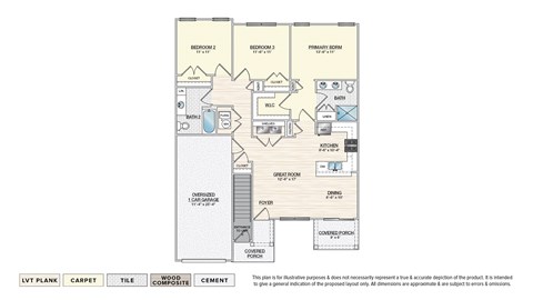 Floor plan for 3 beds, 2 baths, 1276 sqft